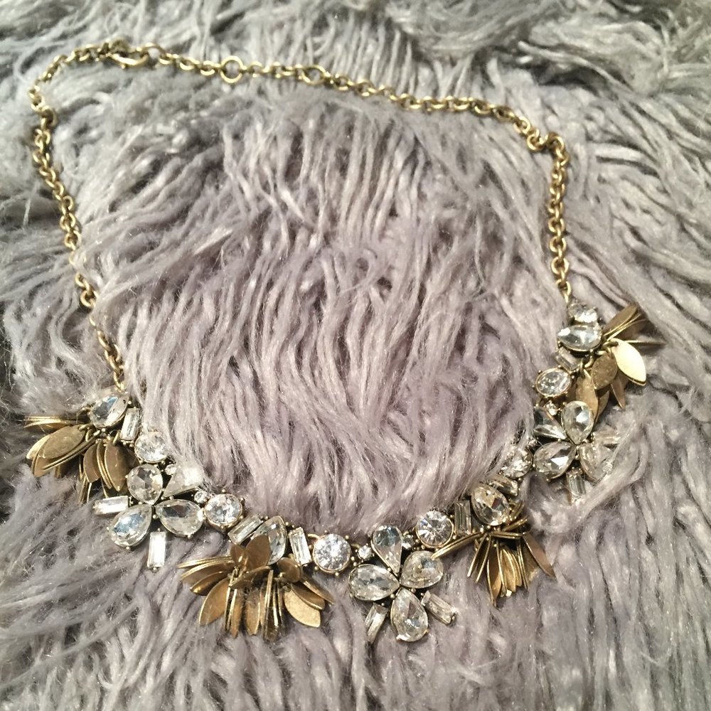 J-Crew Chunky Rhinestone and Gold Necklace